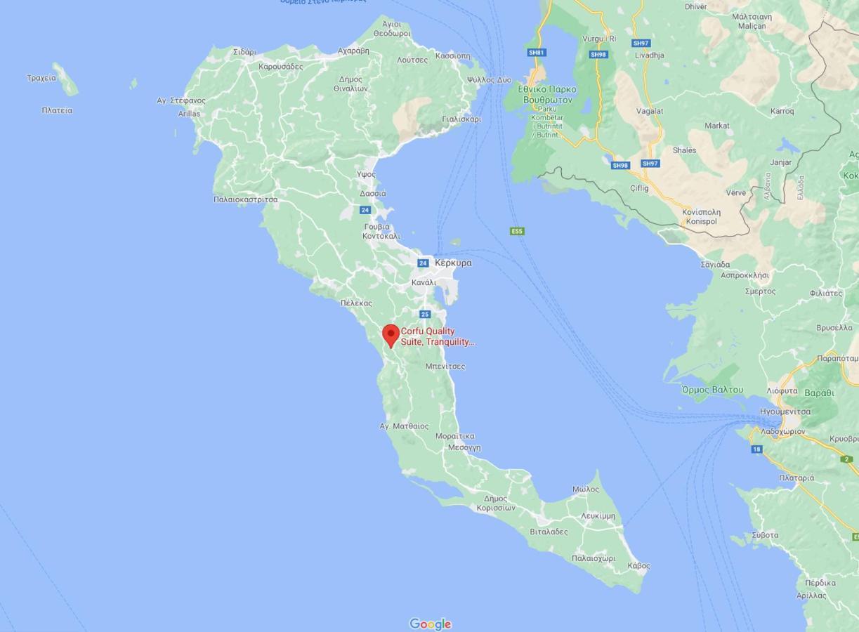 Corfu Luxury Apartment, Tranquility, Mountain & Sea Views Ájos Górdios Eksteriør bilde
